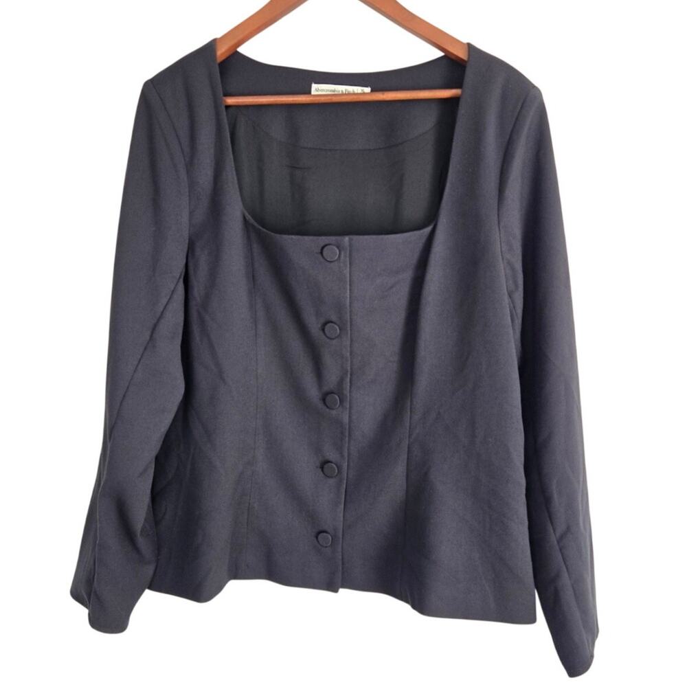 Abercrombie & Fitch Black Button‑Front Blazer Office Siren Dark Academia Size XL